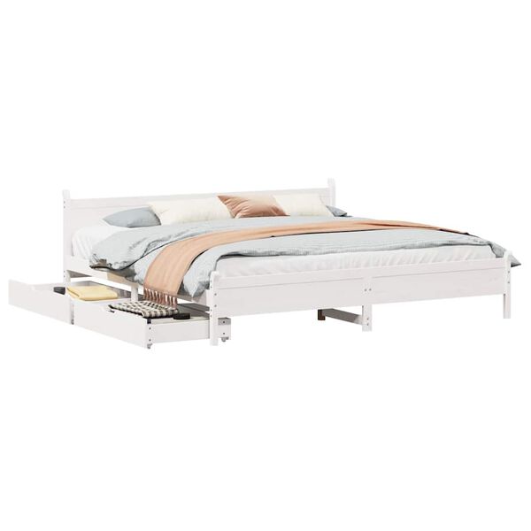 vidaXL Cama sin colch&oacute;n madera maciza de pino blanca 180x200 cm