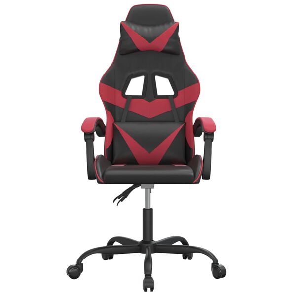 vidaXL Silla gaming cuero sintético negro y rojo vino tinto