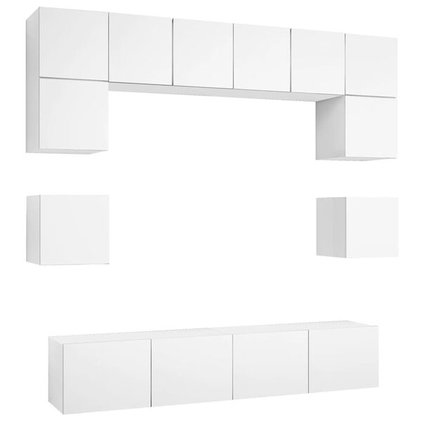 vidaXL Set de muebles de sal&oacute;n TV 8 piezas madera de ingenier&iacute;a blanco