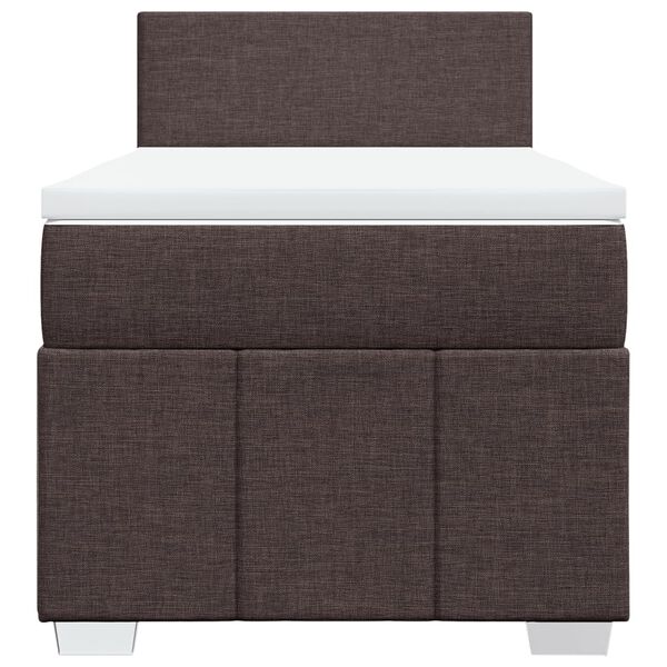 vidaXL Cama box spring con colch&oacute;n tela marr&oacute;n oscuro 90x190 cm