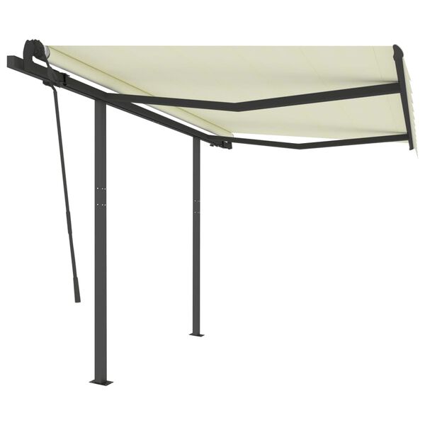 vidaXL Toldo manual retr&aacute;ctil con postes crema 3x2,5 m