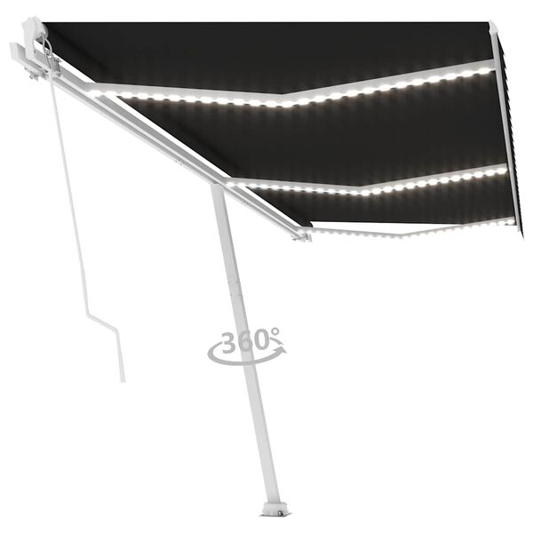 vidaXL Toldo retráctil manual con luz LED gris antracita 600x300 cm