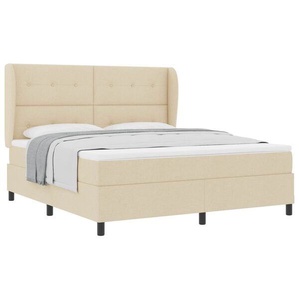 vidaXL Cama tipo Box Spring con colch&oacute;n Crema 180 x 200 cm tela