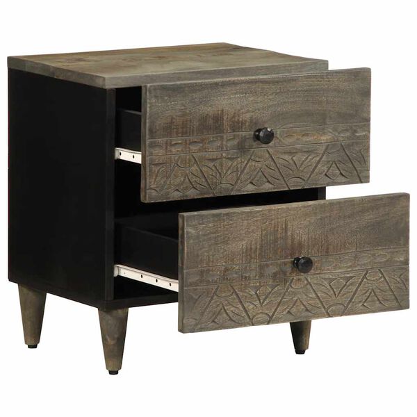 vidaXL Mesita de noche de madera maciza de mango gris claro 40x33x46cm