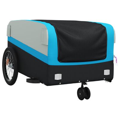 vidaXL Remolque para bicicleta hierro negro y azul 45 kg