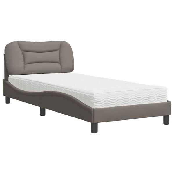 vidaXL Cama con colch&oacute;n Hvar tela gris taupe 90x190 cm