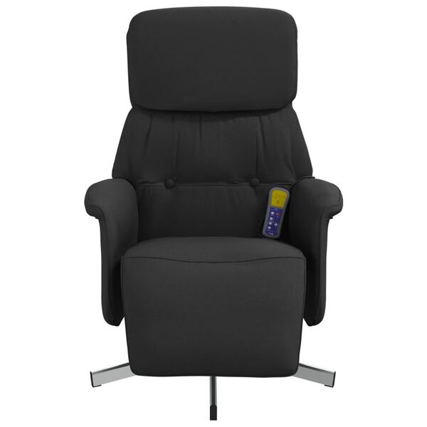 vidaXL Sillón reclinable de masaje con reposapiés tela negra
