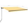vidaXL Toldo autom&aacute;tico LED sensor de viento amarillo y blanco 4x3,5 m