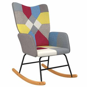 vidaXL Silla mecedora de tela Patchwork