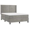 vidaXL Cama box spring colch&oacute;n y LED terciopelo gris claro 140x200 cm