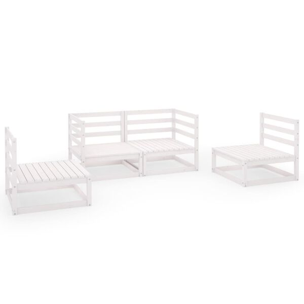 vidaXL Set de sal&oacute;n de jard&iacute;n de 4 piezas blanco madera maciza de pino