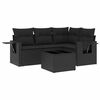 vidaXL Set de muebles de jard&iacute;n 5 pzas y cojines rat&aacute;n sint&eacute;tico negro