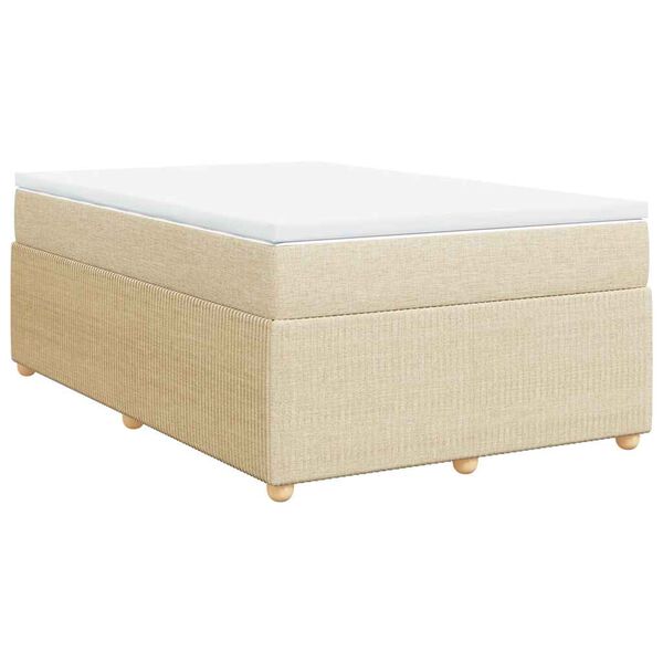 vidaXL Cama box spring con colch&oacute;n tela color crema 120x190 cm