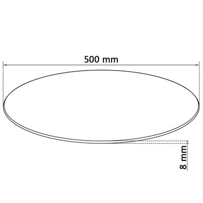 vidaXL Tablero de mesa de cristal templado redondo 500 mm