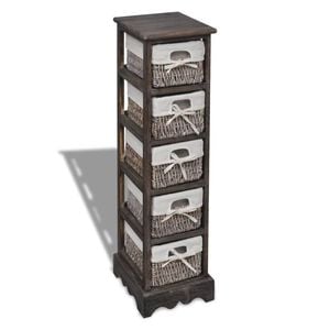 vidaXL Estanter&iacute;a con 5 cestas tejidas madera marr&oacute;n