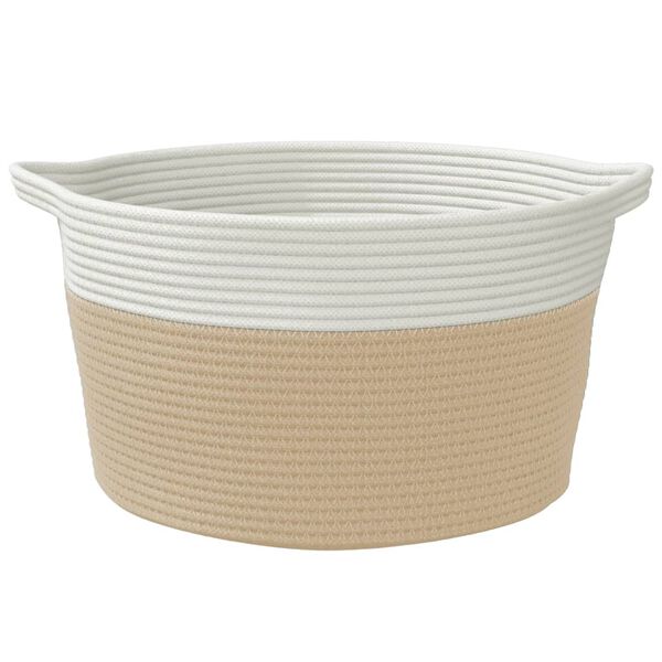 vidaXL Cesta de almacenaje algodón beige y blanco Ø40x25 cm