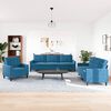 vidaXL Juego de sof&aacute;s con cojines 3 piezas terciopelo azul