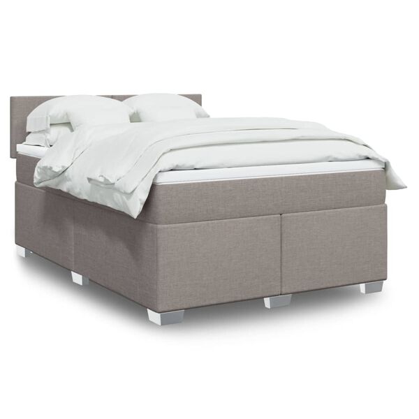 vidaXL Cama box spring con colch&oacute;n tela gris taupe 140x190 cm