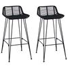 vidaXL Taburete de bar 2 pcs Negro 44 x 46 x 91 cm Rat&aacute;n y acero