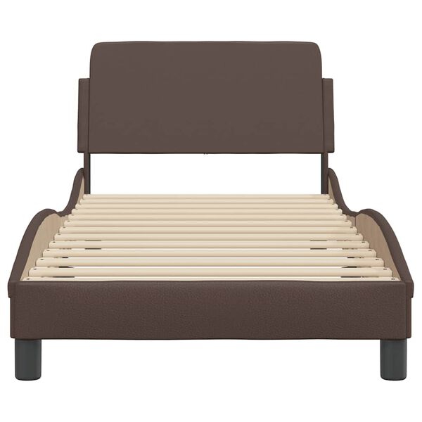 vidaXL Estructura de cama Dover cuero sint&eacute;tico marr&oacute;n 80x200 cm