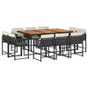 vidaXL Set de comedor jard&iacute;n 11 pzas con cojines rat&aacute;n sint&eacute;tico negro