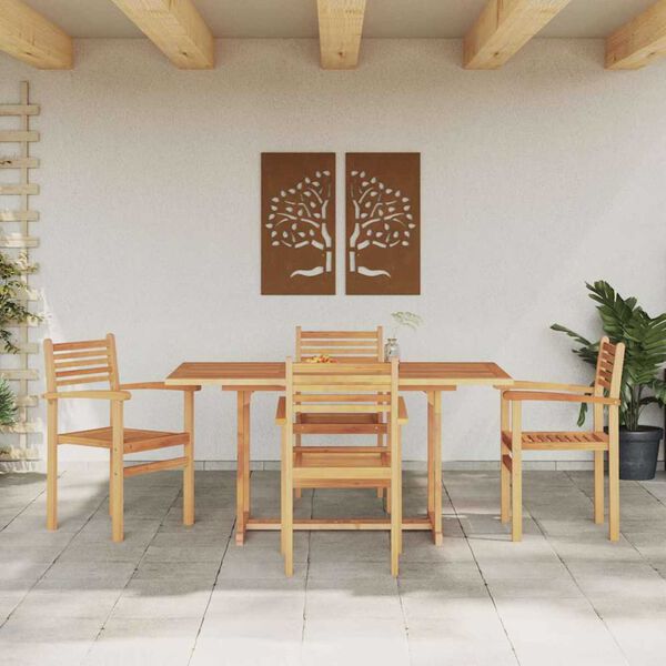 vidaXL Conjunto de Comedor de Jardín 5 pcs Natural