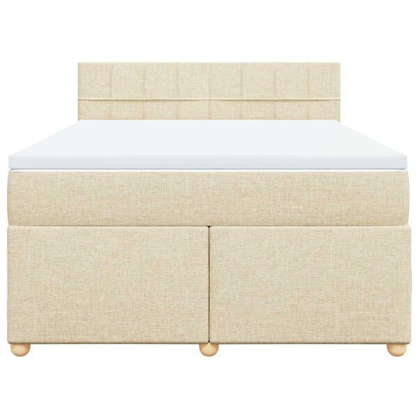 vidaXL Cama box spring con colch&oacute;n tela color crema 140x190 cm