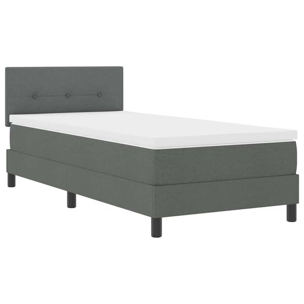 vidaXL Cama tipo Box Spring con colch&oacute;n Gris oscuro 90 x 190 cm tela