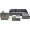 vidaXL Juego de muebles de jard&iacute;n 6 pzs y cojines rat&aacute;n sint&eacute;tico gris