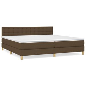 vidaXL Cama box spring con colch&oacute;n tela marr&oacute;n oscuro 200x200 cm