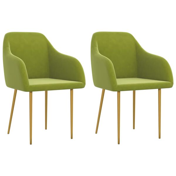 vidaXL Sillas de comedor 2 unidades de terciopelo verde claro