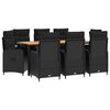 vidaXL Juego de comedor para exteriores 9 uds. Negro