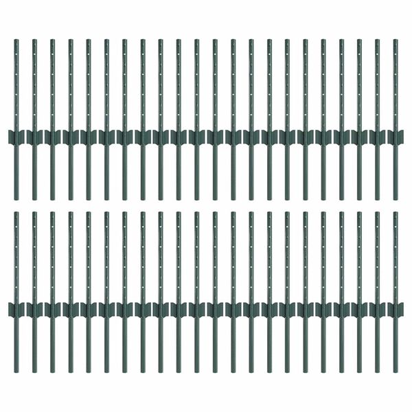 vidaXL Postes de cerca Manual 44 pcs Verde 80 cm Acero