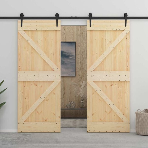 vidaXL Puerta NARVIK Natural 100 x 210 cm Madera de Pino S&oacute;lido