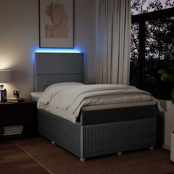 vidaXL Cama box spring con colch&oacute;n tela gris claro 120x200 cm