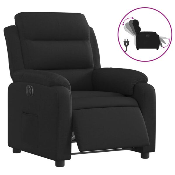 vidaXL Sill&oacute;n reclinable el&eacute;ctrico de tela negro