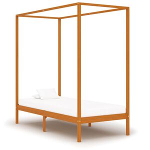 vidaXL Cama con dosel sin colch&oacute;n madera maciza marr&oacute;n miel 100x200 cm