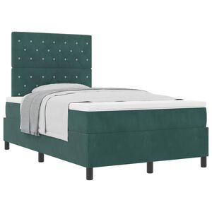 vidaXL Cama tipo Box Spring con colch&oacute;n Verde oscuro 120 x 190 cm tela