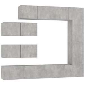 vidaXL Set de muebles de TV 7 pzas madera contrachapada gris hormig&oacute;n
