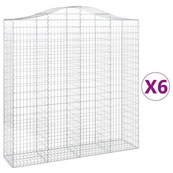 vidaXL Cestas de gaviones 6 uds forma de arco hierro 200x50x200/220 cm