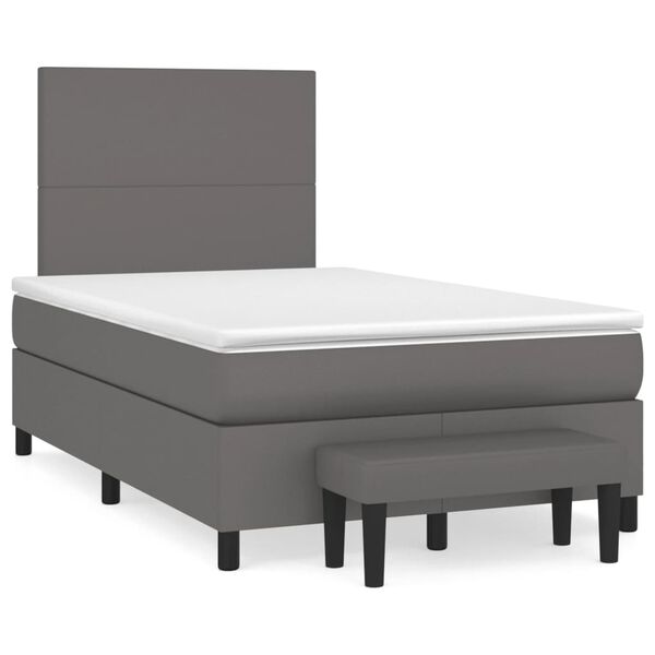 vidaXL Cama box spring con colch&oacute;n cuero sint&eacute;tico gris 120x190 cm