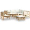 vidaXL Set de muebles de jard&iacute;n 8 piezas bamb&uacute; y cojines blanco crema