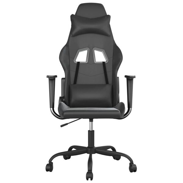 vidaXL Silla gaming con masaje cuero sint&eacute;tico negro