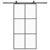 vidaXL Puerta corredera con herrajes negro 102x205 cm ESG vidrio