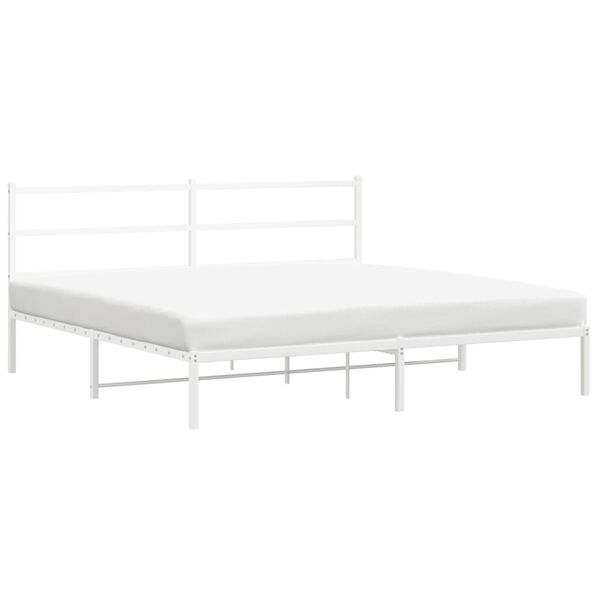 vidaXL Estructura cama sin colch&oacute;n con cabecero metal blanco 193x203cm