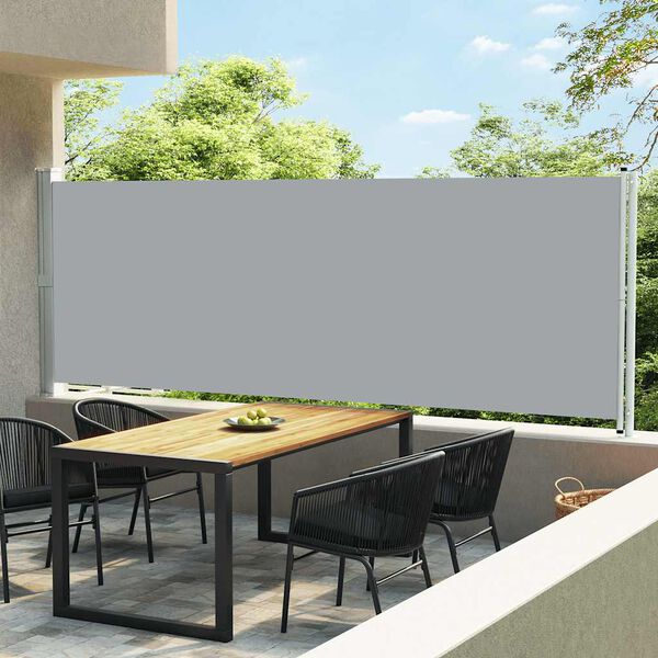 vidaXL Toldo lateral retr&aacute;ctil para patio gris 600x160 cm