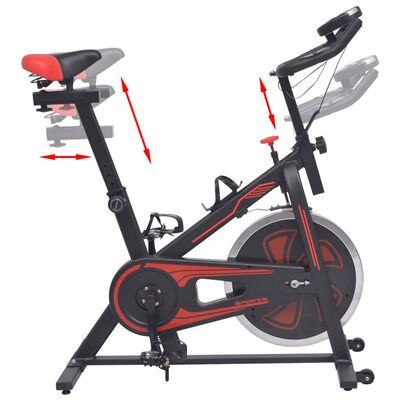 vidaXL Bicicleta estática con sensores de pulso negra y roja