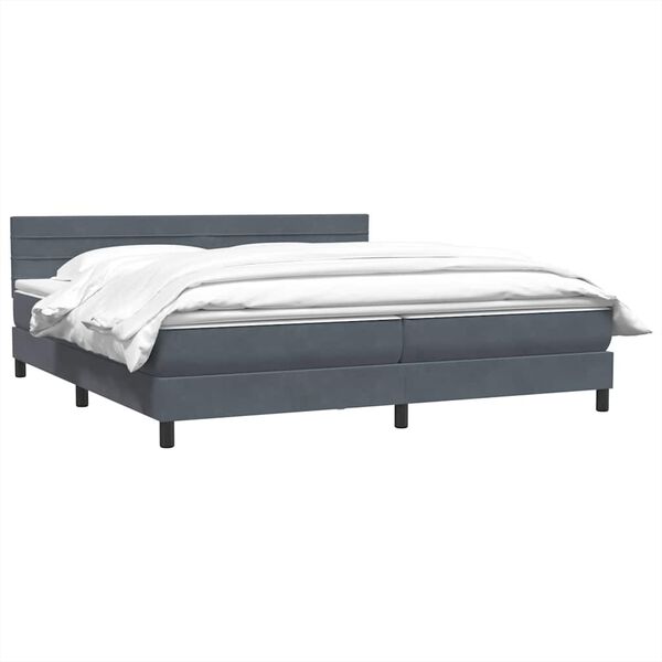 vidaXL Cama box spring con colch&oacute;n terciopelo gris oscuro 180x210 cm