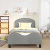 vidaXL Cama para ni&ntilde;os con cabecero Gris Claro 90 x 190 cm Terciopelo