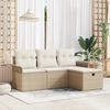 vidaXL Conjunto de sof&aacute; de jard&iacute;n con coj&iacute;n 4 pcs Beige Polirat&aacute;n